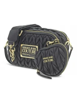 Versace Jeans Couture Shoulder Bag Jeans Couture Crunchy Bags Range O Sketch 6 Bags Quilted In Black Tassel^Women Shoulder Bags