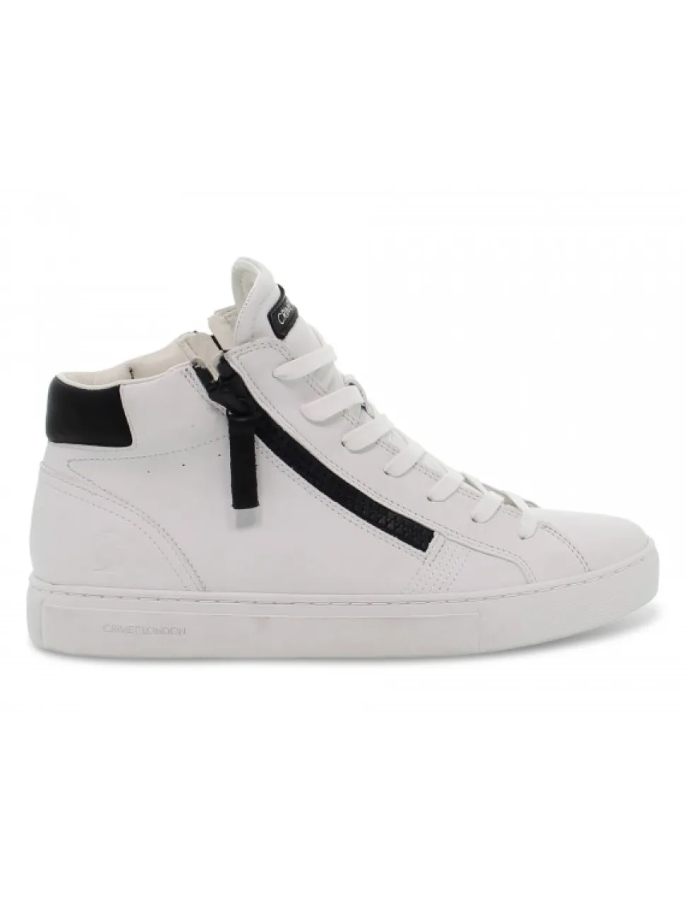 Crime London Sneakers High Top Double Zip In White Leather^Men Sneakers