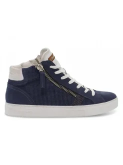 Crime London Sneakers High Top Double Zip In Blue Leather^Men Sneakers
