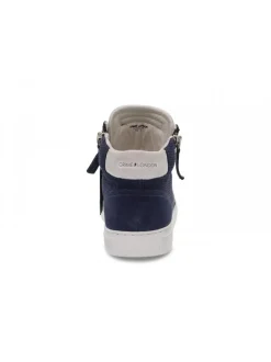 Crime London Sneakers High Top Double Zip In Blue Leather^Men Sneakers