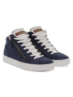 Crime London Sneakers High Top Double Zip In Blue Leather^Men Sneakers