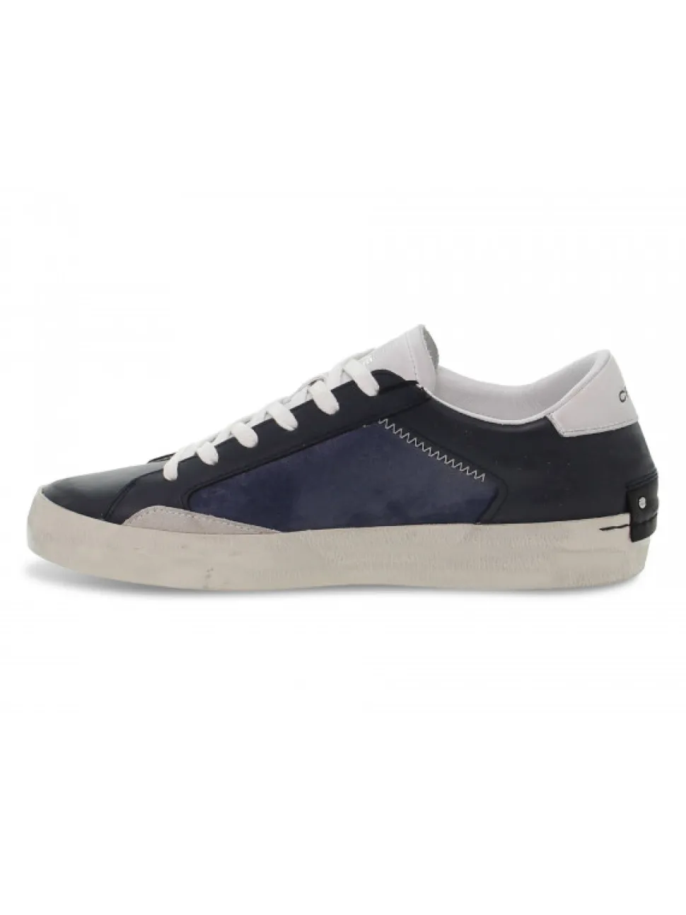 Crime London Sneakers Low Top Distressed In Dark Blue Leather^Men Sneakers