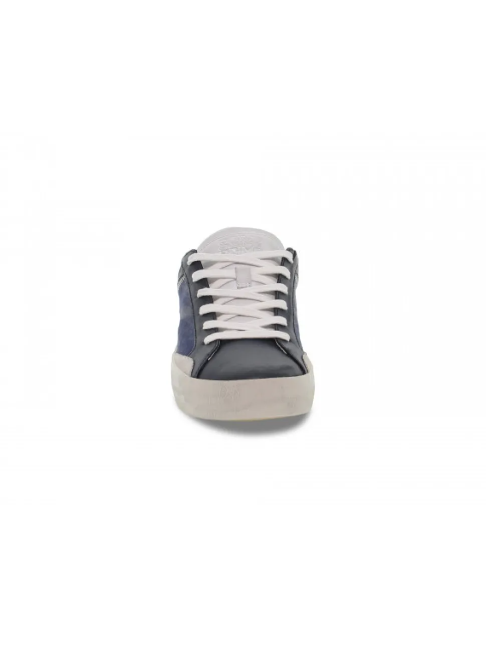 Crime London Sneakers Low Top Distressed In Dark Blue Leather^Men Sneakers