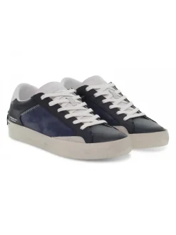 Crime London Sneakers Low Top Distressed In Dark Blue Leather^Men Sneakers