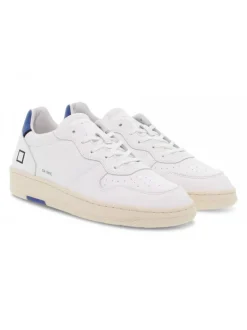D.A.T.E. Sneakers Court Mono White-Blue In White Leather^Men Sneakers