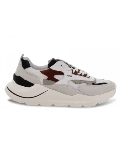 D.A.T.E. Sneakers Fuga Mesh In White Suede Leather^Men Sneakers