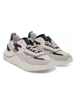 D.A.T.E. Sneakers Fuga Mesh In White Suede Leather^Men Sneakers