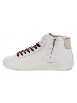 D.A.T.E. Sneakers Hill High Vintage Calf White-Blu In White Leather^Women Sneakers