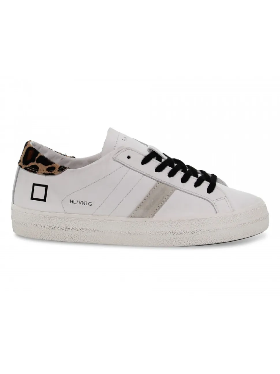 D.A.T.E. Sneakers Hill Low Vintage Calf White-Leopard In White Leather^Women Sneakers