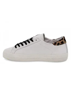 D.A.T.E. Sneakers Hill Low Vintage Calf White-Leopard In White Leather^Women Sneakers