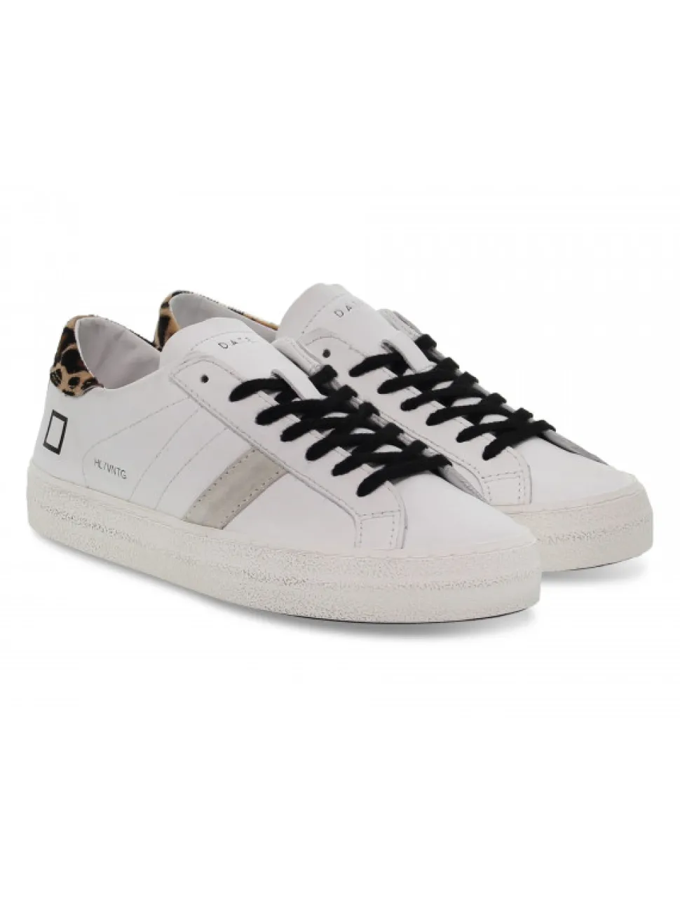 D.A.T.E. Sneakers Hill Low Vintage Calf White-Leopard In White Leather^Women Sneakers