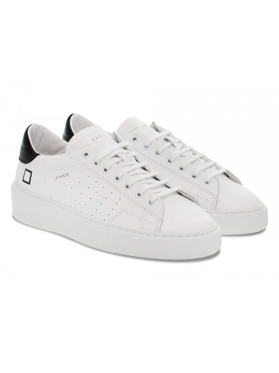 D.A.T.E. Sneakers Levante Calf White-Black In White Leather^Men Sneakers