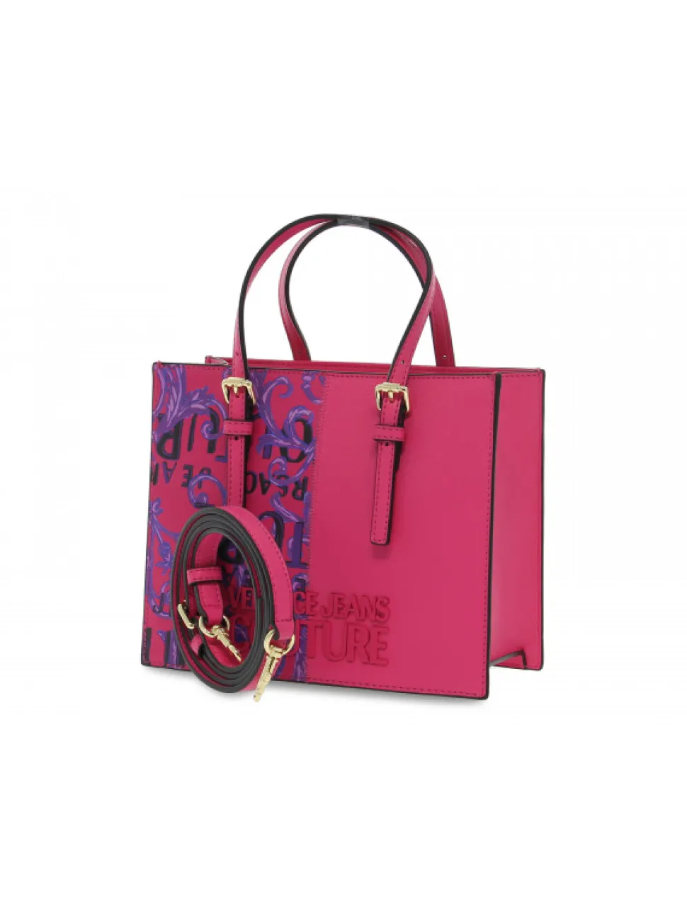Versace Jeans Couture Tote Bag Jeans Couture Range P Sketch 11 Rock Cut In Fuchsia Saffiano^Women Tote Bags
