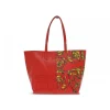 Versace Jeans Couture Tote Bag Jeans Couture Range 4 Rock Cut Sketch 6 Bags Stripes Patchwork In Red Faux Leather^Women Tote Bags