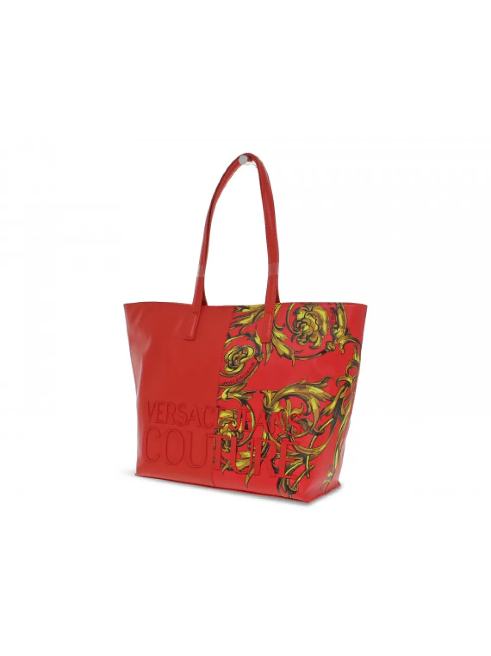 Versace Jeans Couture Tote Bag Jeans Couture Range 4 Rock Cut Sketch 6 Bags Stripes Patchwork In Red Faux Leather^Women Tote Bags