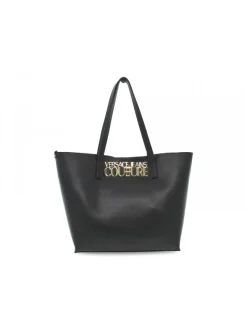 Versace Jeans Couture Tote Bag Jeans Couture Logo Lock Range L Sketch 8 In Black Saffiano^Women Tote Bags