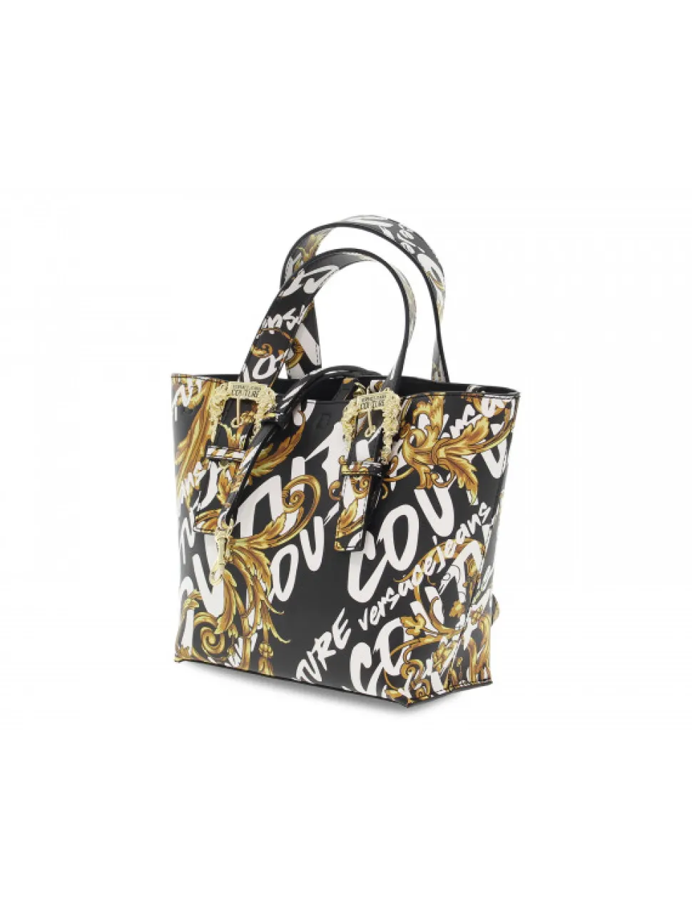 Versace Jeans Couture Tote Bag Jeans Couture Range F Sketch 10 Bags Printed In Black Saffiano^Women Tote Bags